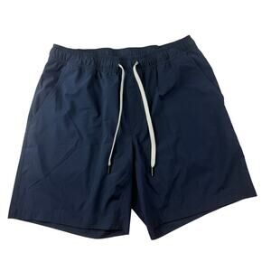 True Classic Men's Quick Dry Stretch Elastic Waist Navy Blue Shorts L